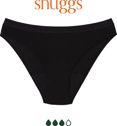 Snuggs Menstruatie Ondergoed Sterke Absorptie Brief Tencel Zwart Period Underwear Zero Waste Maat L