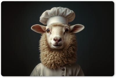 Placemats 45x30 cm - Placemat kunststof - 1 stuk - Schaap - Wol - Kok - Borden onderleggers - Decoratie voor op tafel - Keuken tafeldecoratie accessoires - Vinyl onderlegger - Tafelversiering