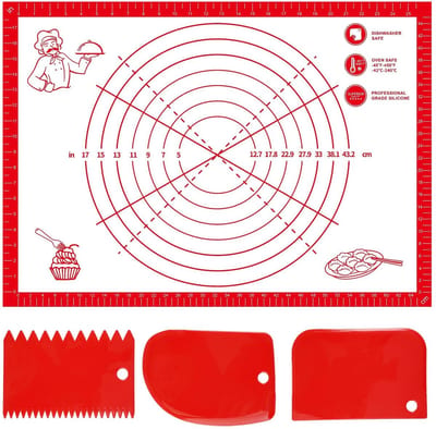 Cosensi- Uitrolplank 70 × 50 cm - Siliconen Antiaanbaklaag - Antislip Kneedplank - 3 Deegschrapers - Hoge Temperatuurbestendigheid - Voedselveilig en BPA-vrij - Deegmat