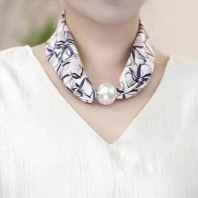 Mode Imitatie Parels Ketting Sjaal Neckerchief Magnetische Gesp Ketting Sleutelbeen Choker Sjaals Ring Kettingen Voor Vrouwen Meisjes beige