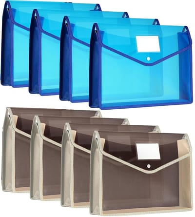 Dailygoods- Documentenvakken A4 - 8 stuks - Kunststof Omslag - Waterdicht - Uitbreidbaar - Draagbaar - Inclusief Indexkaarten - Documentenmap