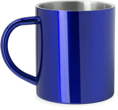 RVS mok model Kiwan - Blauw - 290 ML - Beker zonder deksel - Thee - Koffie. Geschikt voor laser
