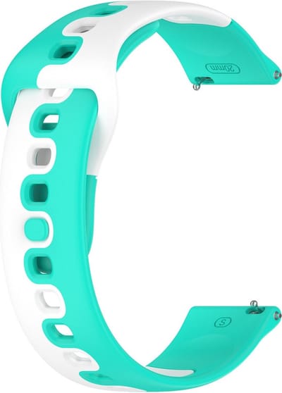 Siliconen bandje - geschikt voor Huawei Watch GT Runner 2 / GT 2(e) 46 mm / GT 3 / 4 / 5 (Pro) 46 mm / Watch 3 (Pro) / Watch 4 (Pro) / GT 6 (PRO) 46mm - mintgroen-wit