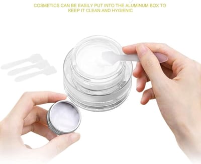 Candala - 20 - aluminium lege containers, 20 ml lege make-up gezichtscrème potten flessen, ronde reiscrème potten met 2 - ronde stickers en 4 mini-spatels voor lippenbalsem, lotion