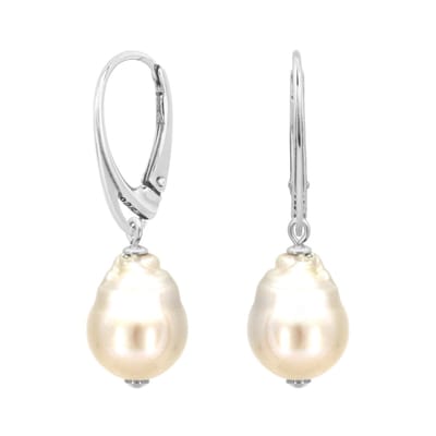 ARLIZI 2153 Oorbellen witte barok parel hanger - sterling zilver - 3,5 cm