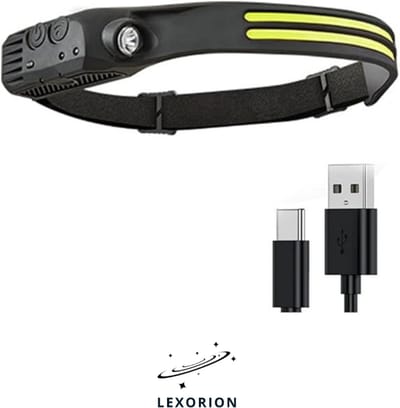 Lexorion Lumos Pro - Hoofdlamp - LED Hoofdlamp met Dubbele Strip - 8 Modi - Wit, Geel & Knipperlicht - Oplaadbaar via USB-C - 1000 Lumen - Waterdicht - Met Bewegingssensor - Voor Camping, Werk & Hardlopen