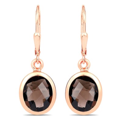 Vira Jewels Ohrhänger 925 Silber rot vergoldet Glanz Rauchquarz dunkelbraun