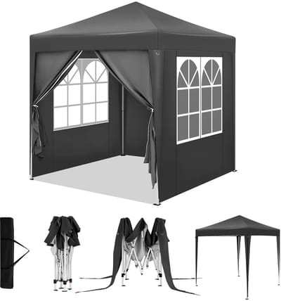 Geargalaxy Partytent - Tuintent - Waterdichte Feesttent - Opvouwbaar Tuinpaviljoen - UV Zonwering met Draagtas - 2x2m - Antraciet