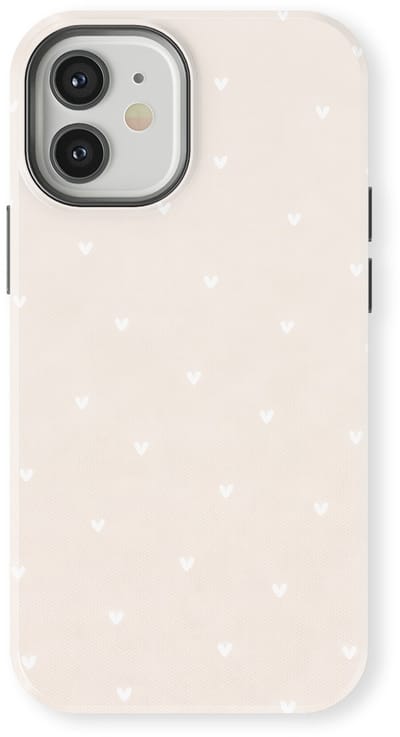 Tough Hoesje met Hartjes geschikt voor iPhone 12 Mini | Little Love Tough Case Geschikt voor Mag | Hartjes Print Backcover geschikt voor iPhone 12 Mini Ivory Hearts