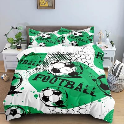 Ensemble de Literie 3D Cool Football Soccer Housse de Couette Taies d'Oreiller Couette Linge de Lit Décoration de Chambre Pour Garçons Cadeau Taille Twin Queen King 70x133cm