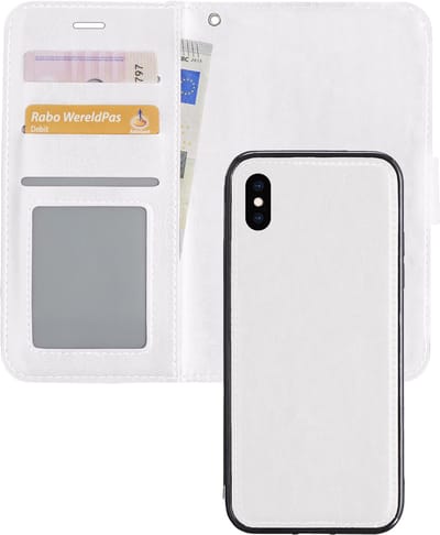 Hoesje - 2 in 1 - Geschikt voor Apple iPhone X - Met Uitneembare Hard Cover - Kunstleer - Bookcase - Wallet Case - Met Pasjeshouder - Book Case - Uitneembaar - Pashouder - Telefoonhoes - Wit