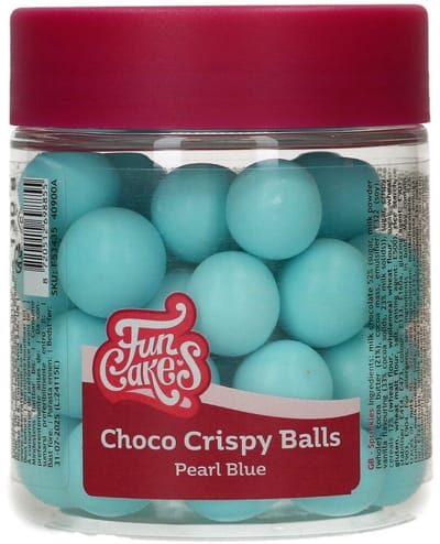 FunCakes Choco Crispy Balls - Parelmoer Blauw - 130g - Eetbare Taartdecoratie - Taarttoppers - Chocolade Decoratie