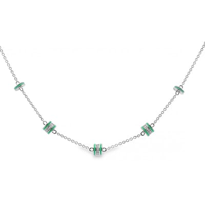 Juwelier Zwartevalk - Zilveren (gerhodineerd) ketting met emaille - 25.289