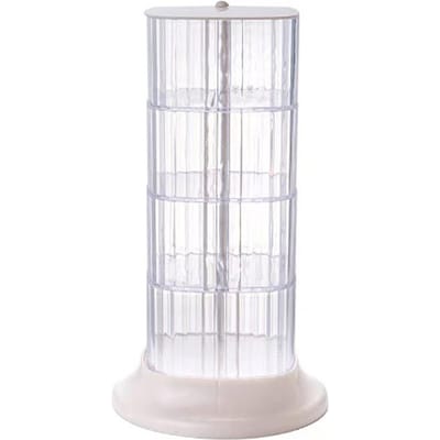 Boîte de Rangement Rotative pour Accessoires Cheveux Anti-Poussière Bureau Transparent 4 Niveaux Bijoux Rotatifs blanc