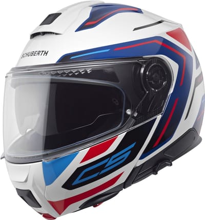 Schuberth C5 Omega Wit Rood Blauw Systeemhelm - Helm