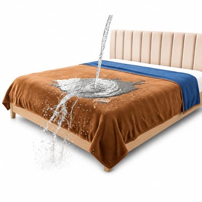 Reversible Deken, Uitstekende Leakproof Beschermhoes voor Bed Matras, Sofa, Bank tegen Plas & Spatten van Volwassenen, Babies, Honden, Huisdieren(Beige/Grijsblauw, 203x229cm)