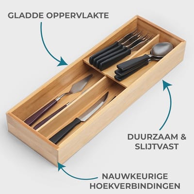 Bamboe Bestek Organizer - Duurzaam en Elegante Vassoio voor Keukenlades
