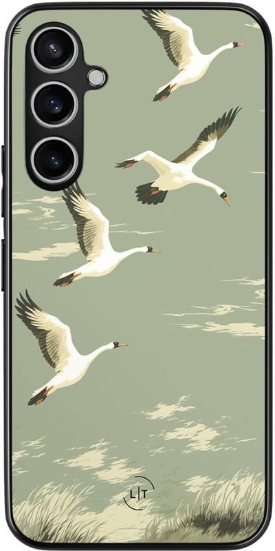 Leuke Telefoonhoesjes - Hoesje geschikt voor Samsung Galaxy S23 FE - Vogels - Backcover zwart - Print / Illustratie - Groen