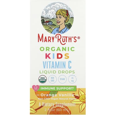 MaryRuth's, gouttes liquides de vitamine C pour enfants biologiques, 4 à 13 ans, orange vanille, 2 fl oz (60 ml)