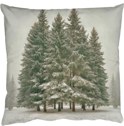 Sierkussens - Kussentjes Woonkamer - 50x50 cm - Bomen - Sneeuw - Wit