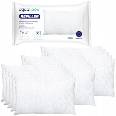 Aquafloow, 15x Navulzak granulaat 250 g, Navulverpakking voor ruimte ontvochtiger, voor ruimtes tot 20 m², voorkomt onaangename geuren