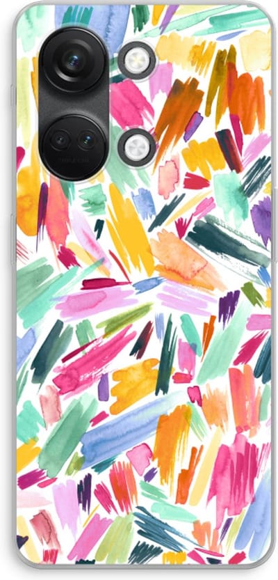 Case Company® - Hoesje geschikt voor OnePlus Nord 3 hoesje - Watercolor Brushstrokes - Soft Cover Telefoonhoesje - Bescherming aan alle Kanten en Schermrand