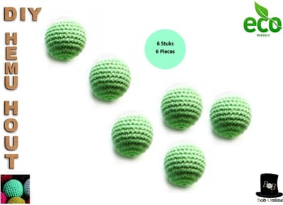 Bob Online ™ – 6 Stuks – Licht Groen 30mm Groot Ronde Gehaakte Houten Kralen met ca. 7mm Gaatje – Houten Gehaakte Kralen - Rijgkralen - Kralen Rijgen - DIY Houten Gehaakte Kralen – 30mm Light Green 30mm Hemu Wood Round Crochet Beads – Crochet Beads