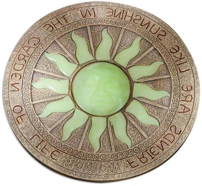 Tuinsteen Zon - Decoratie - Tuin Verlichten - Glow in the dark - 25 cm diameter - Groen