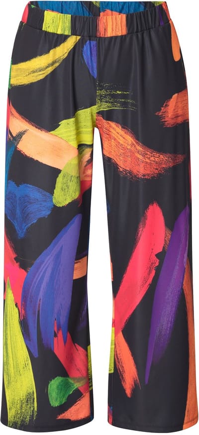 Angel of Style - Dames - Broek wijde pijp all-over print - Zwart - Maat 44