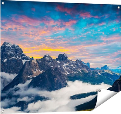 Gards Tuinposter Bergen Landschap met Wolken in Itali� - 100x80 cm - Tuindoek - Tuindecoratie - Wanddecoratie buiten - Tuinschilderij
