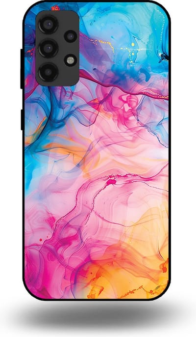 Smartphonica Telefoonhoesje Geschikt voor Samsung Galaxy A32 4G met Regenboog Acryl Marmer Opdruk - TPU Backcover Case Rainbow Acrylic Marble Design geschikt voor Samsung Galaxy A32 4G