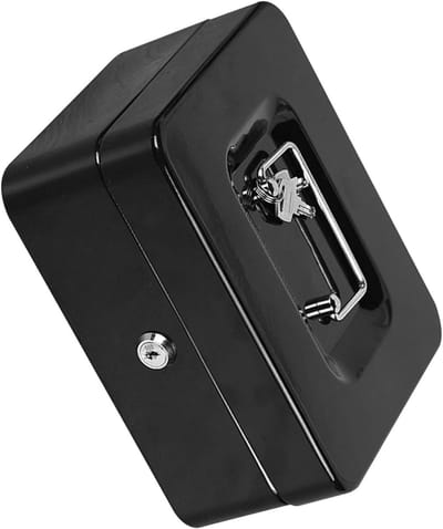 Metalen Opslagcontainer - Draagbare Kluis - Documenten Beveiligen - Brandwerend Materiaal - 25 x 20 x 9 cm - Zwart