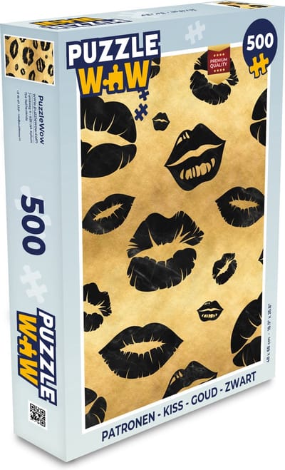 Puzzel Patronen - Kiss - Goud - Zwart - Legpuzzel - Puzzel 500 stukjes