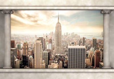 Fotobehang New York City View Pillars | XL - 208cm x 146cm | 130g/m2 Vlies