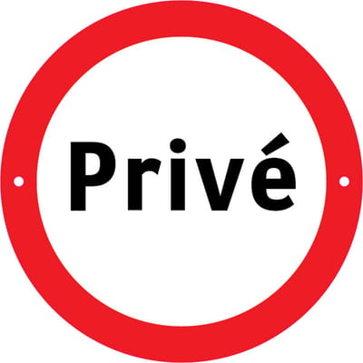 Verbodsbord Privé - 30cmØ met 2 Boorgaten - op 3mm dik Aluminium