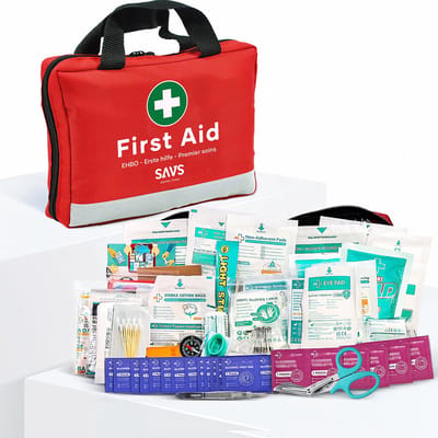 SAVS EHBO Kit - 309-delig - Verbanddoos voor thuis, kantoor en in de auto - Verbandtas set - Verbandtrommel - Verbandkoffer - Compleet noodpakket - EHBO koffer - Verband opbergbox - Care doos - Travel first aid kit