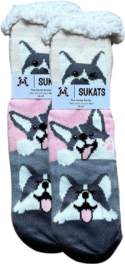 Sukats® Huissokken - Homesocks - Maat 36-41 - Dames Huissokken - Antislip Sokken - Fluffy Sokken - Slofsokken - Variant 132 - Meerdere Maten en Varianten - Verwarmde Sokken