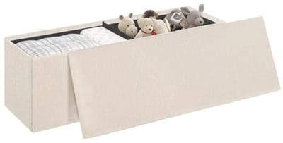Opvouwbare 2-zits Opbergbank - Beige, 110 x 38 x 38 cm