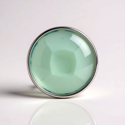 Cavill - Zilveren Hanger - 925 Sterling Zilver Platina Gecoat - Aqua Chalcedoon 4,301 ct Rond Cabochon - Elegante Tijdloze Sieraden Dames