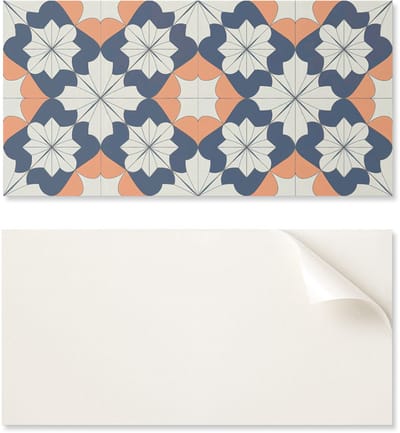 Zelfklevend vinylpaneel met print, 100x50 cm, geometrisch bloemenpatroon.