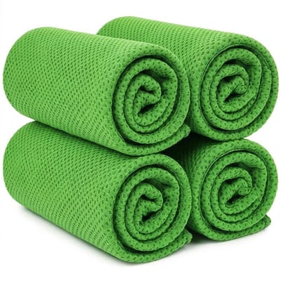 Groene sport handdoek set voor dames en heren – 4 delige fitness handdoek set met zachte microvezel textiel – sporthanddoeken voor fitness, hardlopen, gym, yoga, wandelen en training