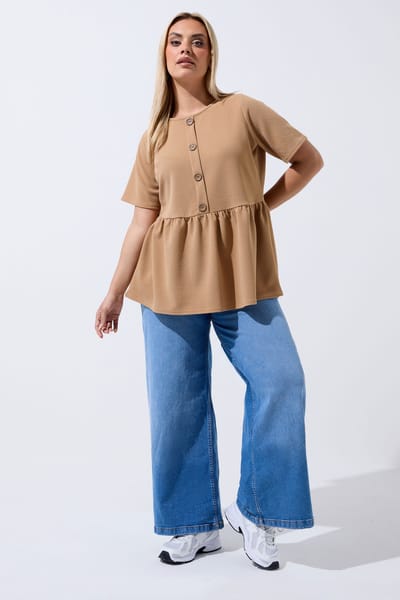 Limited Collection Natuurlijke Bruine Peplum Top Size 38