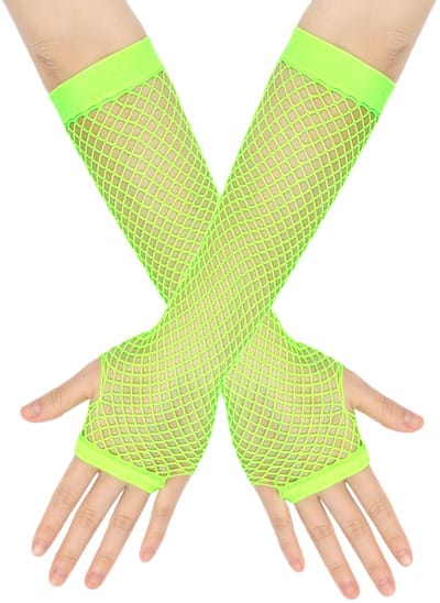 Nethandschoenen in Neon lichtgroen - Vingerloze mesh visnet handschoenen dames - Jaren 80 foute party accessoire