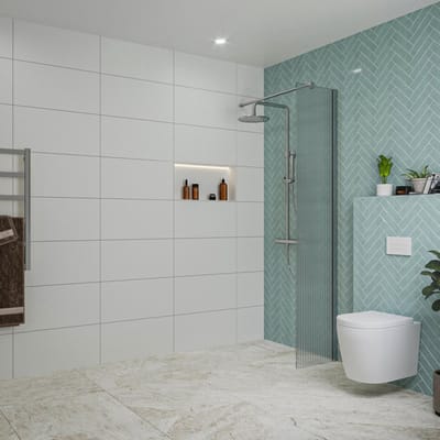 FugaFlow Eccelente Vetro inloopdouche badkamer - 40x200cm - ribbelglas - wandarm - chroom