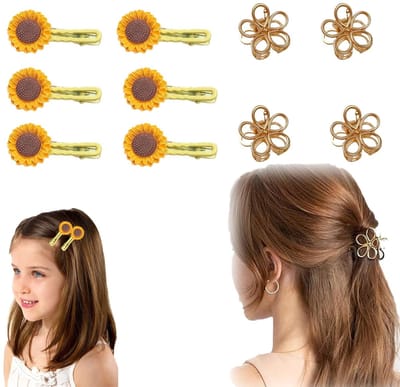 Dailygoods - Set van 10 Gouden Haarclips met Bloemen Design