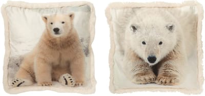 J-Line kussen Ijsbeer - polyresin - beige/wit - small - 2 stuks
