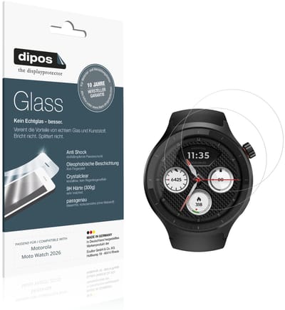 dipos – 2x Pantserfolie geschikt voor Motorola Moto Watch 2026 | 9H Screenprotector