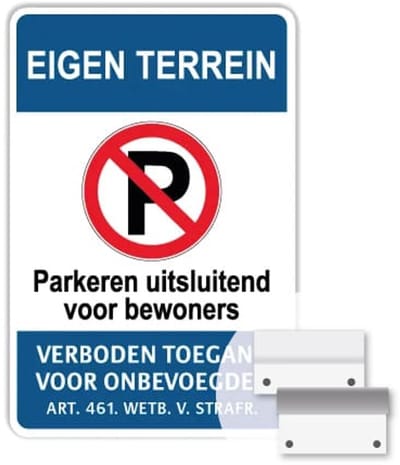 Eigen Terrein bord - Bewoners - Weerbestendig Aluminium - 40x60 cm - Bevestiging: Met muur-/ wandmontage beugels