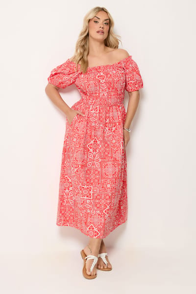 Yours Rode Paisley Poplin Bardotjurk Size 42