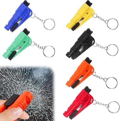 Autoveiligheidshamer met gordelsnijder - 6 stuks - 2-in-1 veiligheidsgordelsnijder en raambreker - Noodhamer auto vluchtgereedschap
